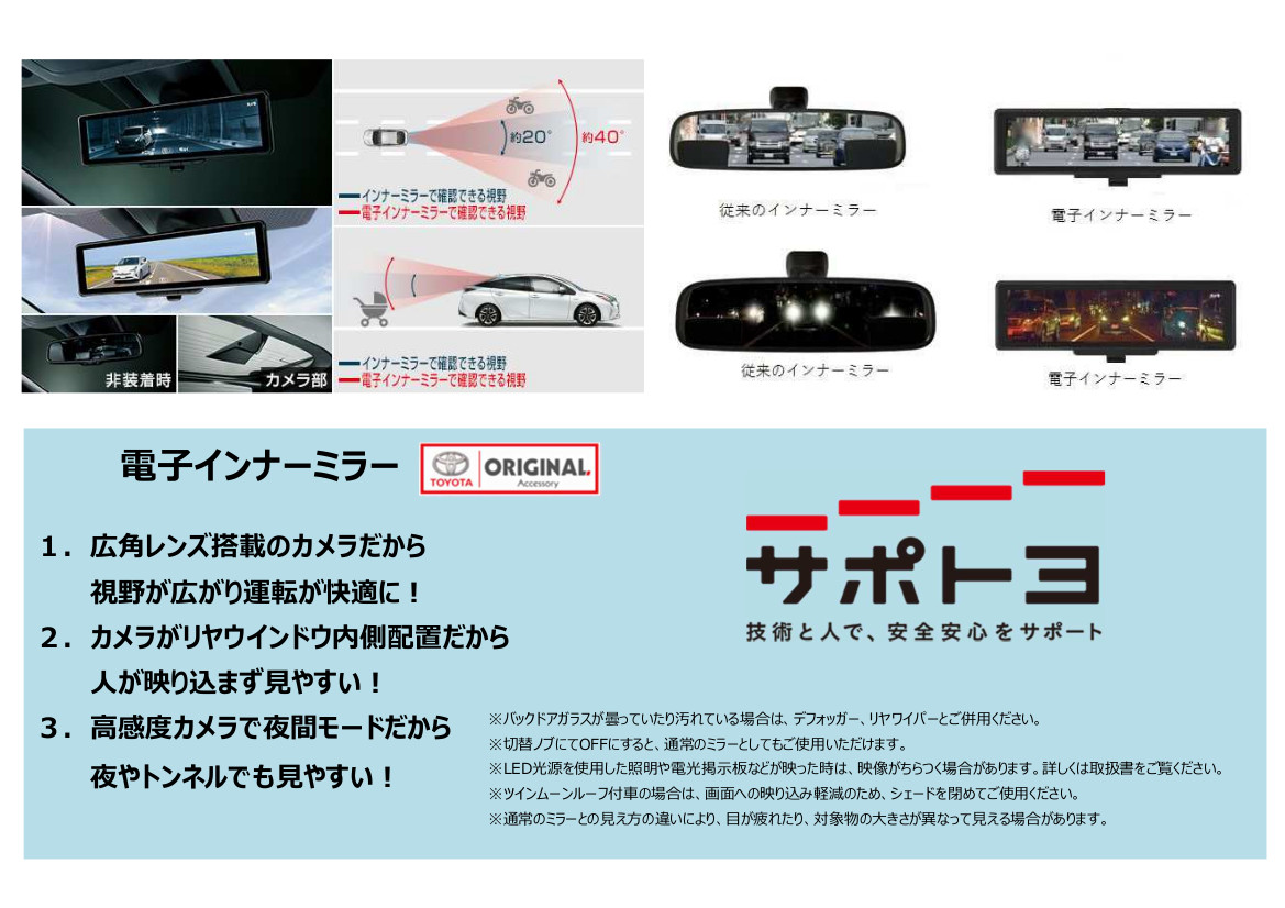 電子インナーミラー ネッツトヨタ道都 札幌を中心に１８店舗